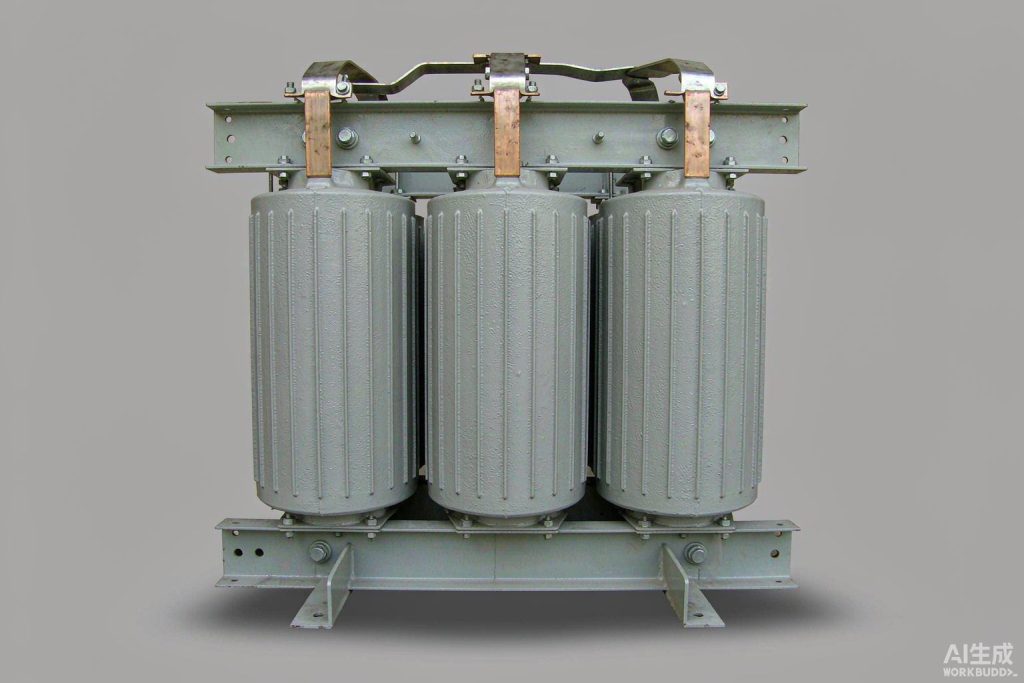 Cast resin dry-type transformer with epoxy-cast windings (product rendering)