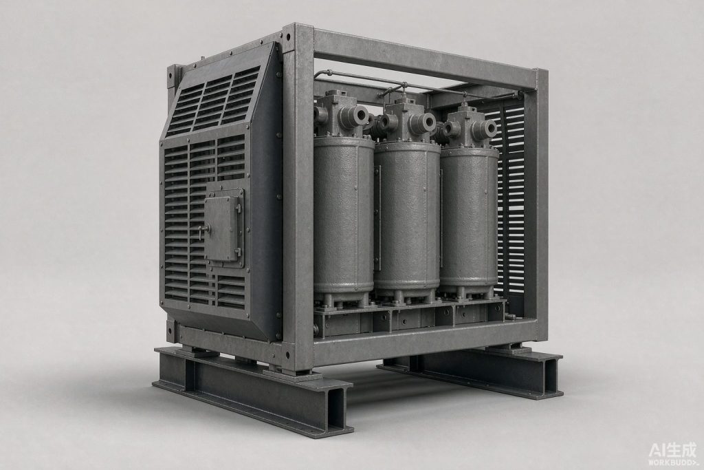 Rugged dry-type transformer for mining duty (product rendering)