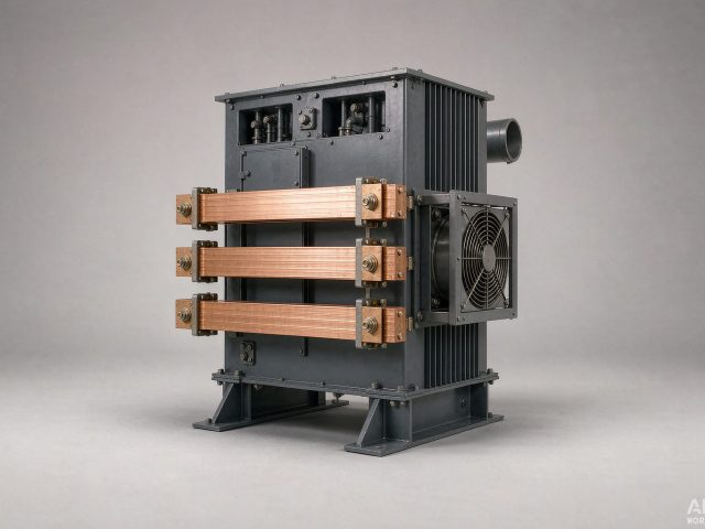Rectifier transformer with high-current busbar secondary (product rendering)
