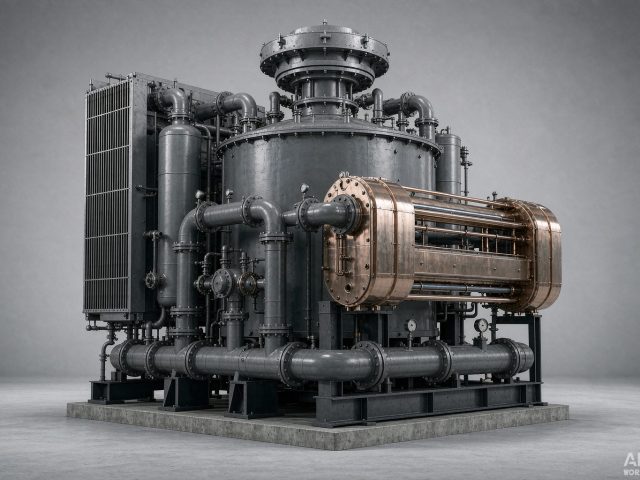 Electric furnace transformer with cooling banks and water-cooled busbars (product rendering)