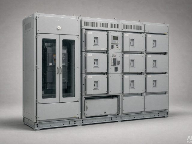 Low-voltage modular switchboard with withdrawable units (product rendering)